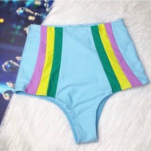 Lolli swim striped high waist bikini bottoms